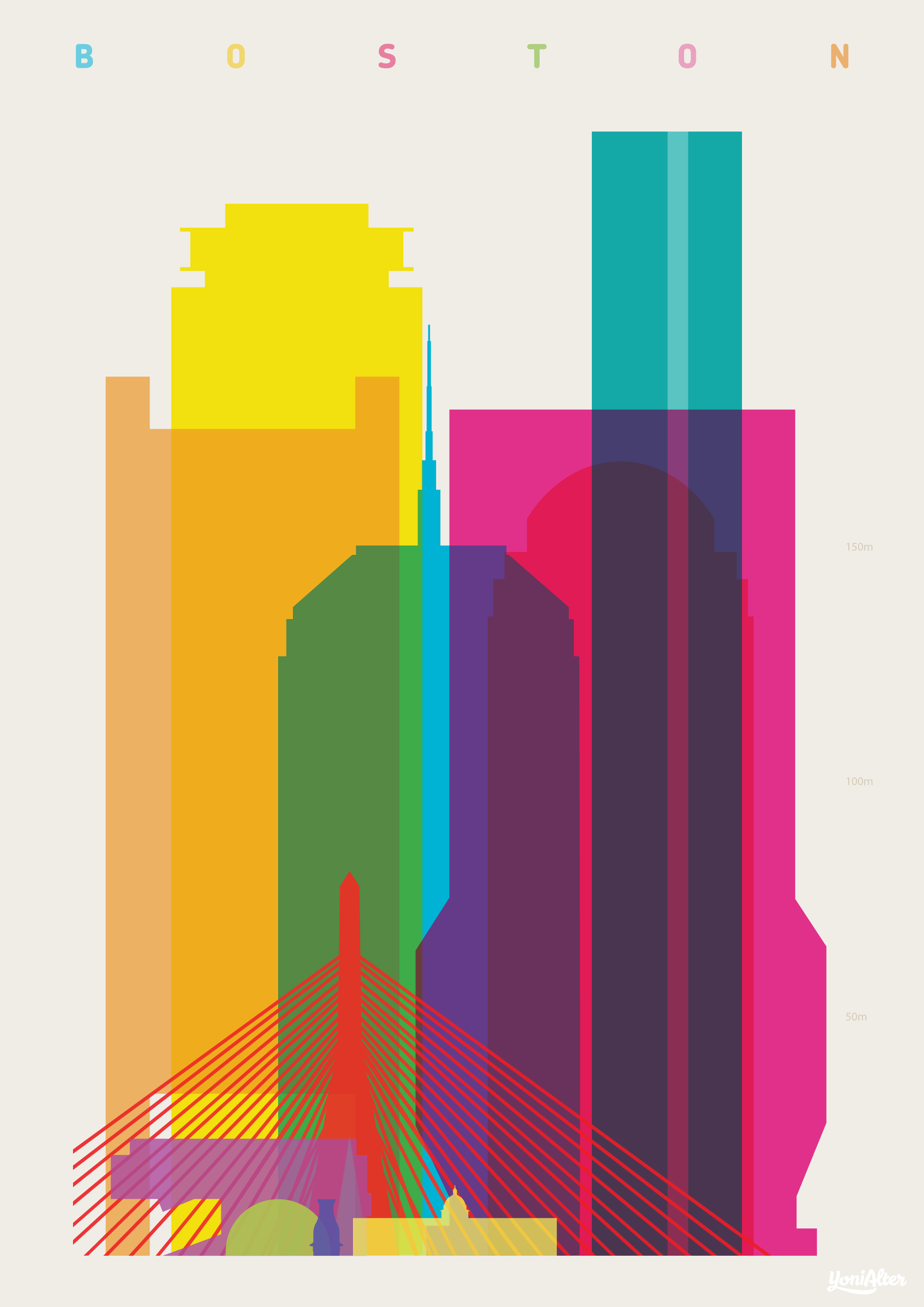 Shapes of Cities - Yoni Alter. Original graphic art